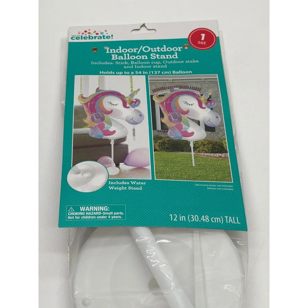 Way to Celebrate Indoor Outdoor Balloon Stand 12 Inch White‎ Water Weight Base